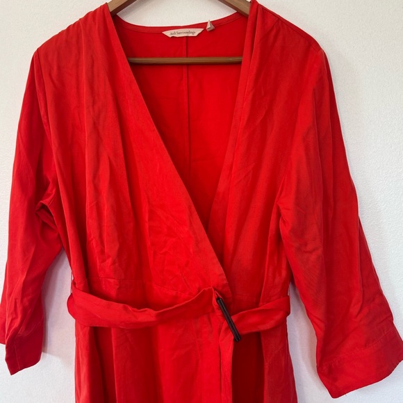 Soft Surroundings Belted Wrap Hi Low Orange Dress Sz XL - Picture 7 of 12